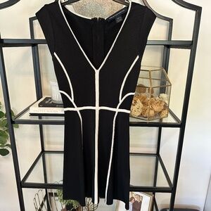 French Connection Black and White Flare Mini Dress Size 4